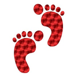 Bare Foot Prints Footprints - Vinyl Decal Sticker - 3.75" x 5" - Red Engine Turn