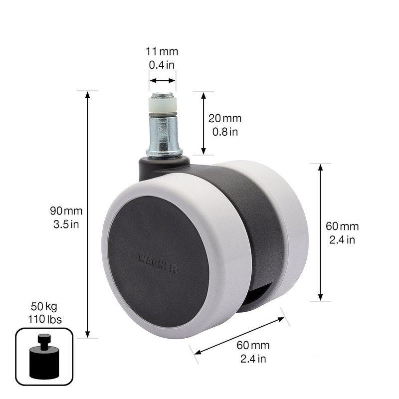 WAGNER Design Soft Swivel Chair Castors Diameter 60 mm Height