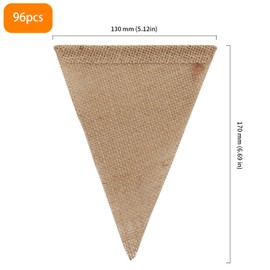 DAKFOOK 2 Pack Hessian Burlap Bunting, 30M Outdoor Linen Burlap Banner with 96 pcs Triangle Flags, Rustic Linen Bunting Flags for Birthday Wedding Outdoor Garden Decoration
