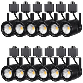 Bulb Replaceable 7.5W H Type Track Lighting Heads, 5500K Cool White No Flicker CRI90+, Dimmable Bright Track Lighting Fixtures Ceiling for Accent Task Wall Art Exhibition, Black 12 Pack