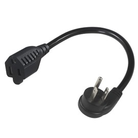 Short Flat Plug Extension Cord 1 Foot- Low Profile Angle Flat Plug Ground 1FT Indoor AC Extension Cord Short 3 Prong Grounded Extension Cord SJT 16AWG Heavy Duty Flexible Power Cord (1 Pack)