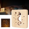 Wooden 3D LED Light Hollow Seahorse Pattern USB Power Supply