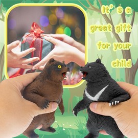 Bear Stress Balls for Kids (Black Brown Random) Stretchy Squish Toys, Sand Filler Squeeze Ball, Squishy Fidget Sensory Toys for Kids, Stress Relief Easter Basket Stuffers