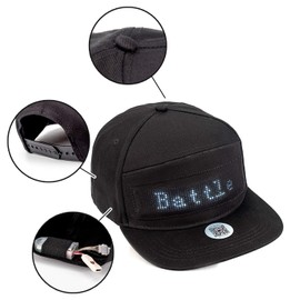 Leadleds Animated Bluetooth Led Sign Hat Hip hop Street Dance Party Parade Sunscreen Hiking Night Running Fishing Cap Gift (Black Cap White LED)