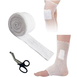 Esshogo Elastic Mesh Bandage, Elastic Mesh Bandage, Elastic Tube Bandage, Elastic Tube Bandage with Medical Scissors for Connecting