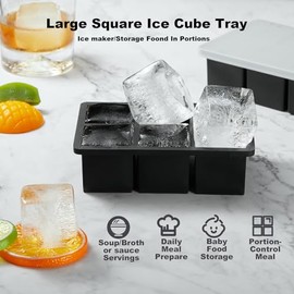 Bandeja grande para cubitos de hielo para tapas, 3 paquetes, molde de cubitos de hielo cuadrados ...