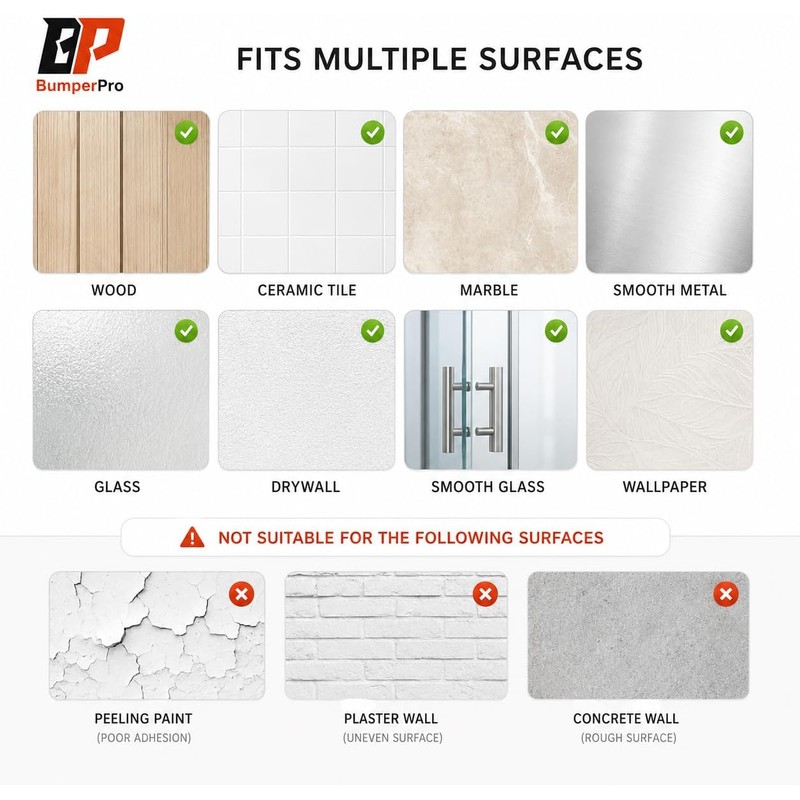 Door Knob Wall Protectors 6-Pack, 2 Inch Clear Silicone Door