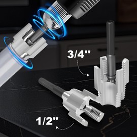 2025 New Integrated Internal and External Pipe Threading Tool Pipe Thread Cutting Tool Electric Drill Compatible PVC Pipe Threader Kit 1/2" (DN15) 3/4" (DN20) Pipe Sizes Tool for Electric Drill