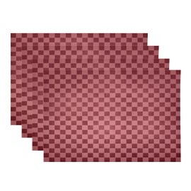 BaoNews Red Pink Checkered Placemats,Rows of Dark Red and Light Pink Squares Place Mats for Dining/Kitchen Table Waterproof Washable Linen Heat Insulation Dinner Table Mats 12x16 in 4 PCS