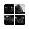 4 x Square Black Cat Coasters - Animals Pets Cats