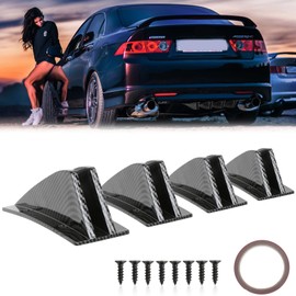 JMTBNO 4pcs Carbon Fiber Curved Shape Rear Bumper Diffuser Universal Shark Fin Spoiler Trim Covers Decoration Set Lip Wing Splitter