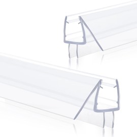 Shower Door Seal for Frameless 5/16"(8mm) Thick Glass Door, 2 Pack x 39" Long Shower Glass Door Bottom Seal Strip with Sweep, Ultra-Clear PVC Seal Strip (for 3/8" Glass)