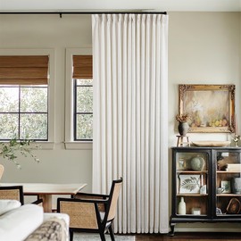 102 Inch Long Curtains Pinch Pleat Linen Curtains for Living Room Bedroom 2 Panels Natural Cream Light Filtering Privacy Neutral 102 Inch Pleated Drapes Hooks Rings Back Tab for Window Sliding Door
