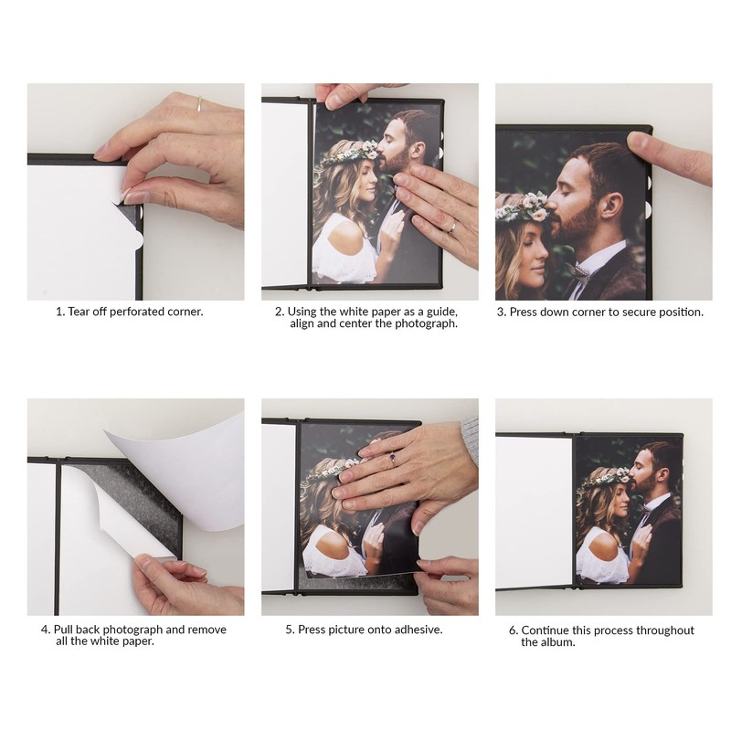 4" x 6" Black Leather Self-Stick Photo Album - Holds