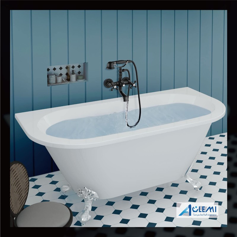 Aolemi Matte Black Wall Mount Bathtub Faucet with Hand Shower