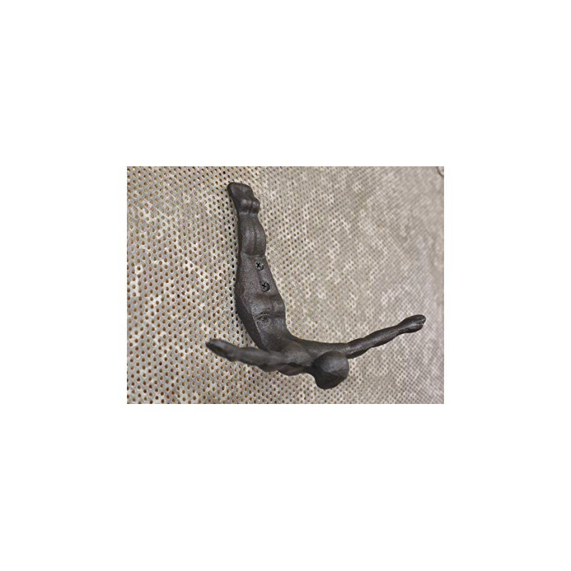 Ablerhome Decoration Diving Man Coat Hook Cast Iron Metal Figure