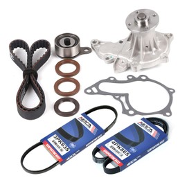 MPLUS Timing Belt Kit & Water Pump & 2 Pcs Serpentine Belt Fits 1989-1992 for Toyota Corolla 1.6L 1587CC L4 DOHC, (16 Valve), Eng Code "4AFE"