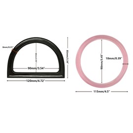 12 Pcs Handbag Handles(6 Pcs O-Ring Circles&6 Pcs D-Ring Semi-Circle)- Faux Wood Grain Purse Handles for Tote Bag & Crochet DIY Purse Making(6 Colors)