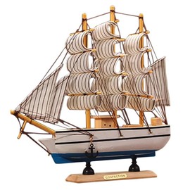 Kangkang@ Wooden Ship Model Miniatur Marine Wood Maritime Boat Nautical Sailing Ship Home Desk Decoration Decor Crafts Random Base Color