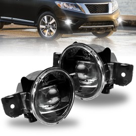 AutoGlow 2pcs LED Fog Lights Compatible with 2013-2016 for Nissan Pathfinder/2008-2016 Rouge/2012-2019 Versa/2014-2016 Versa Note Replacement Front Bumper Fog Light Lamp