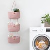 TeoKJ Over the Door Hanging Baskets with Button Strap, 3-Tier