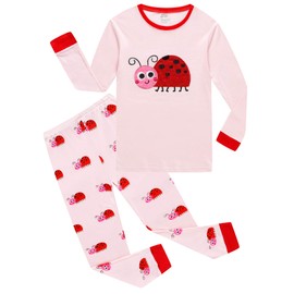 KikizYe Little Girls Long Sleeve Ladybug Pajama Sets 100% Cotton Pjs Toddler Size 3T