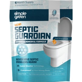 Simple Green Septic Guardian Monthly Septic Tank Treatment Pods – 6 Month Supply of Dissolvable Easy Flush Live Bacteria Pods (6 Count)