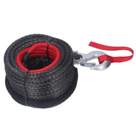 HURRISE 10mm x 30m Synthetic Winch Rope with Alloy Hook - Heavy Duty ATV/Truck Winch Accessory, Abrasion & UV