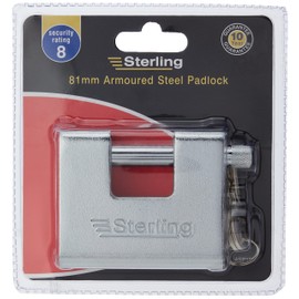 Sterling ASP181 81mm Armoured Steel Padlocks, Grey