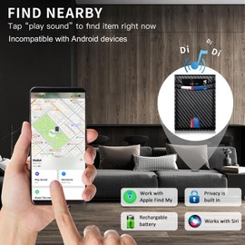 Smart Wallet for Men Wallet with Tracker Work for Apple Find My (iOS Only) App, Slim Mens Wallet Tracker Wallet Finder Gift for Men (Not for Android) (Carbon& Black)