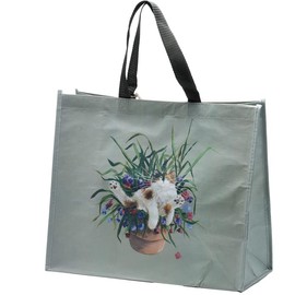Puckator Kim Haskins Recycled Plastic Shopping Bag - Cat Flowers, multicoloured
