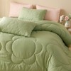 Cottonight Sage Sunflower Comforter Set - Queen Size, Light Green