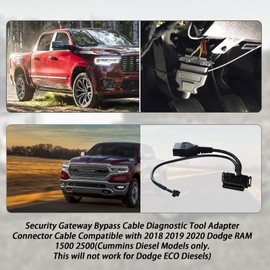 XYgdhqpt Security Gateway Bypass Cable Diagnostic Tool Adapter Connector Cable Compatible with 2018 2019 2020 Dodge Cummins RAM 1500 2500