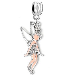 Tinkerbell Fairy with Rhinestones Charm Bead for Snake Chain Charm Bracelet