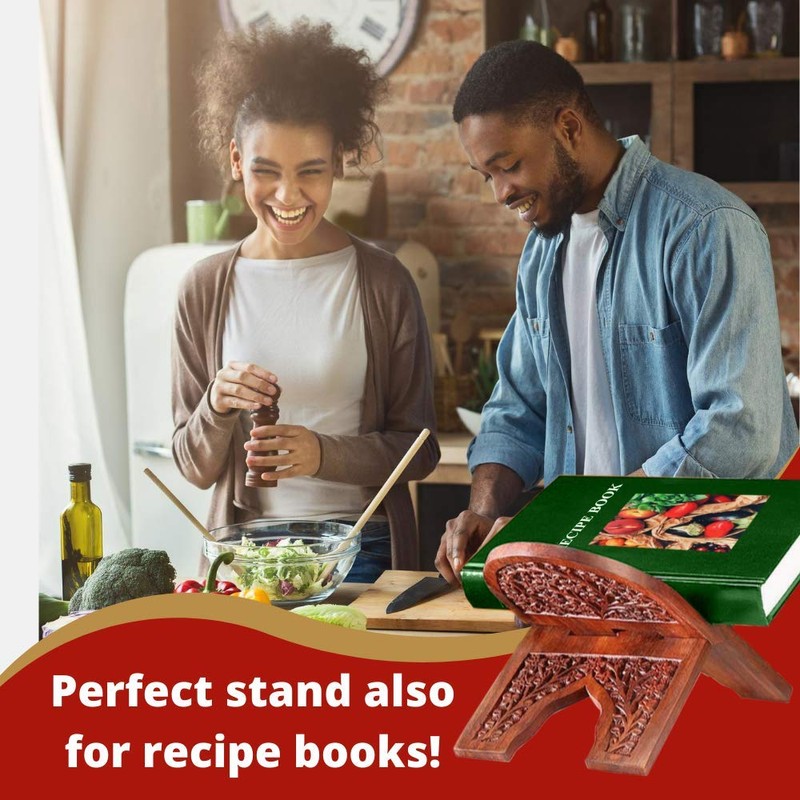 Carved Rosewood 10 Inch Collapsible Bible Display Stand