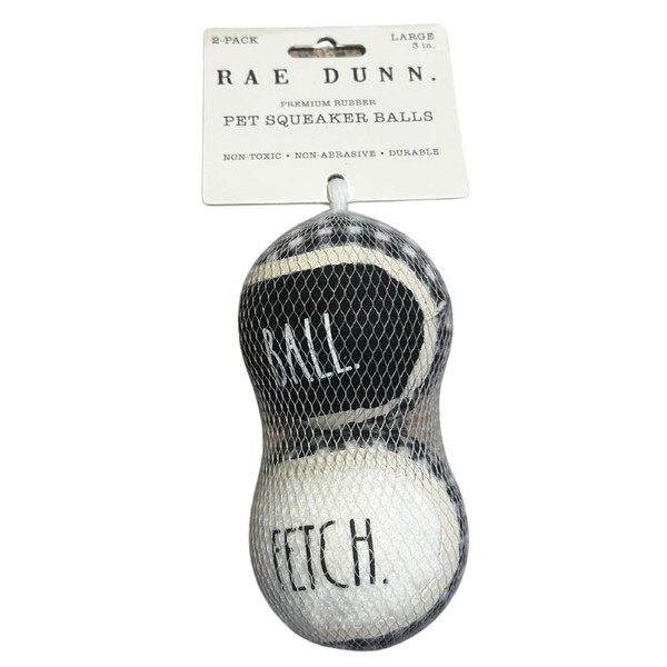 Rae Dunn Premium Rubber Pet Squeaker Balls, 2-Pack, Large 3-inch