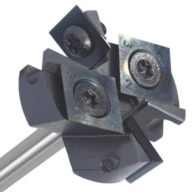 Akylin DLC Coating CNC Spoilboard Surfacing Router Bits,Plain Milling Cutter 1-1/2" Cutting Dia.1/4 Shank Planer Bits,for Wood Slab Flattening,Rabbeting and Planing,2+2 Indexable Insert Knife