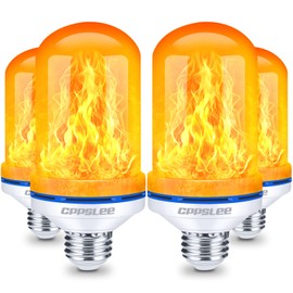 CPPSLEE Upgraded LED Flame Light Bulbs, 4 Modes Flickering Light Bulbs, E26 Base Fire Flame Bulb for Halloween Decorations Outdoor, Christmas Lights Patio Indoor Home Decor (Yellow, 4 Pack)