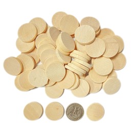 1 Inch Wood Coins 200-Count Round Wooden Slice for Crafts, Unfinished Natural Wood Discs Thickness 4MM