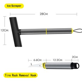 Eiflayn Ice Scraper Car, Ice Scraper and Car Tyres, Stone Hook, 2 in 1 Removable Ice Scraper, Ice Scraper Car, Strong Snow Clean, Windscreen Scraper Car, with Ergonomic Handle