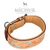 Michur Mariano Leather Dog Collar Beige Blue Brown Leather with