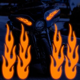 ZWYYW Flame Decals for Cars, Reflective Flame Stickers, Orange Reflective Car Sticker, Flame Stickers Decals for Motorcycles Bike Skateboard Helmets and Racing Decoration, 4 PCS