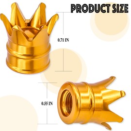 MEAJOO 4PCS Crown Style Tire Valve Stem Caps, Air Caps Cover, Aluminum Alloy Dustproof and Waterproof Valve Caps Cover fits Cars, Trucks, Bikes, Motorcycles, Bicycles Tire Caps(Gold)