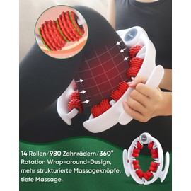 Leg Roller Cellulite Massager, 360° Massage Roller Legs with Handle, 14 Rolls Anti Cellulite Thigh, Leg Massage Roller for Lipedema, Lymphatic Drainage, Circular Leg Clamp Massage Manual