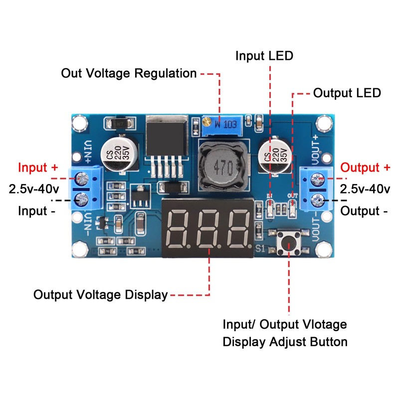 APKLVSR Step Down Converter Module, DC-DC Buck Converter for 4-40