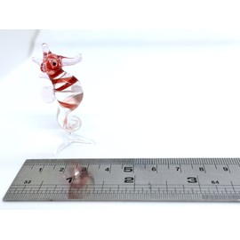 Sansukjai Seahorse Tiny Figurines Animals Hand Blown Glass Art Collectible Gift Decorate, Clear Red