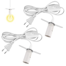 E14 Lamp Holder with Cable and Switch, White Lamp Holder for Lamp Hanging, DIY Lamps, Ceiling Lamp