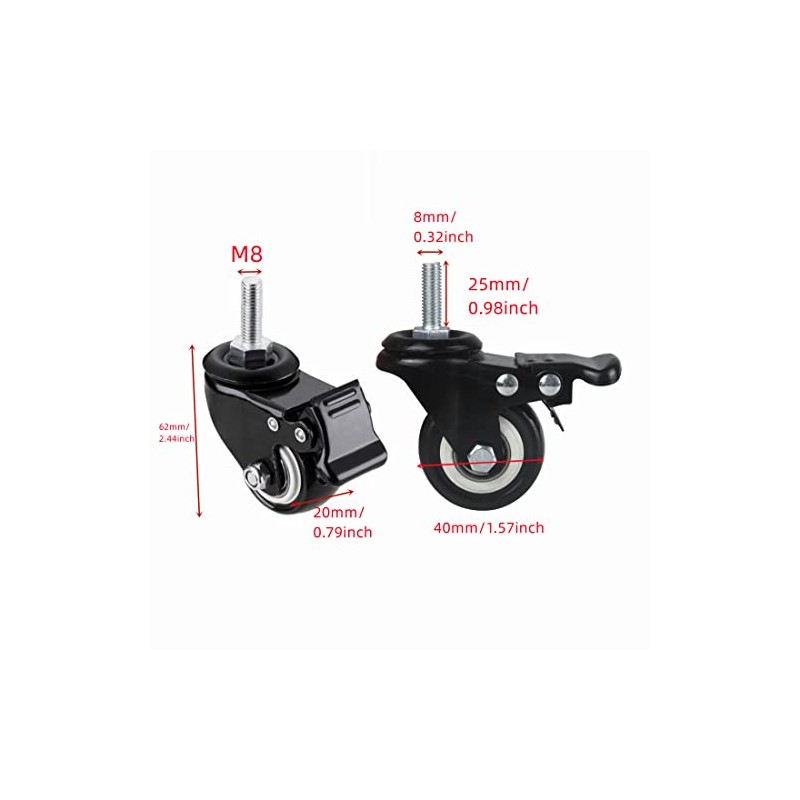 4Pcs 1.5 Inch Heavy Duty Caster Wheels Swivel Casters with