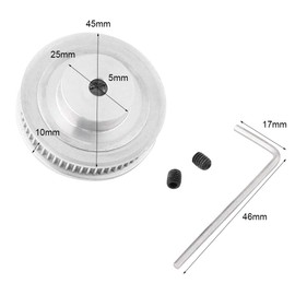 60 Teeth 2gt Synchronous Wheel, Timing Belt Pulley, Aluminium 5 mm Bore Aluminium Toothed Disc, with 1 x Wrench and 2 x Screws for 3D Printers