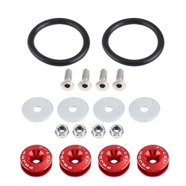 Quick Release Bumper Kit, Quick Release Fasteners, Bumper Bands, Bumper Fender Washer, Aluminium Alloy Bumper Holder, Car Bumper Washer Bolt Engine Bay Screw Dress Up Kit(Red)